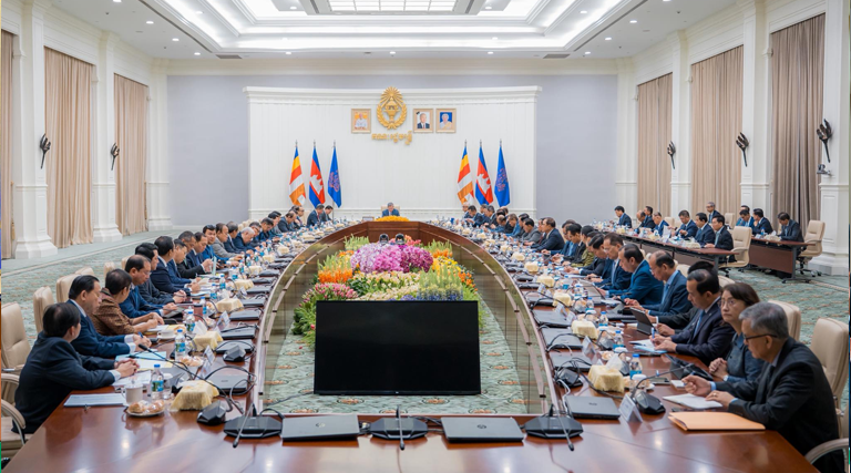 ឯកឧត្តម សុខ សូកេន រដ្ឋមន្រ្តីក្រសួងអធិការកិច្ច បានអញ្ជើញចូលរួមក្នុងកិច្ចប្រជុំពិនិត្យវឌ្ឍនភាពសកម្មភាពការងាររបស់រាជរដ្ឋាភិបាល ក្រោមអធិបតីភាពដ៏ខ្ពង់ខ្ពស់ សម្ដេចមហាបវរធិបតី ហ៊ុន ម៉ាណែត នាយករដ្ឋមន្ត្រី នៃព្រះរាជាណាចក្រកម្ពុជា នៅវិមានសន្ដិភាព។